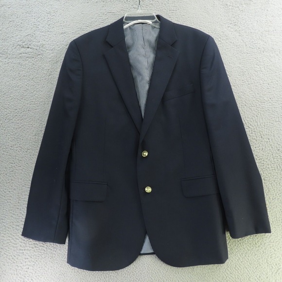 Stafford Other - Stafford Blazer Sport Jacket Coat Mens 42R Blue Wool Polyester Gold Buttons